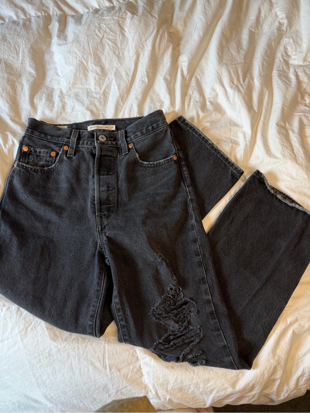 Levi's High Rise Black Distressed Jeans